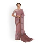 Bhonphool Pink Cotton Print Saree with Rustic Pallu Design